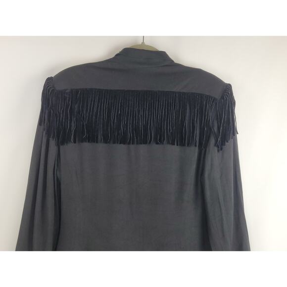 Vintage American Trendsetter Black Western Fringe Jacket Size 10 - Picture 8 of 9